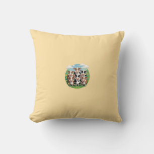 Cute Cartoon Cow Herd Illustration   Funny Farm An Throw Pillow