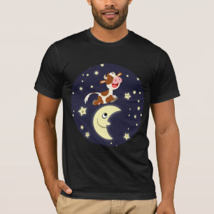 Cute Cartoon Cow Jumping Over The Moon T-Shirt