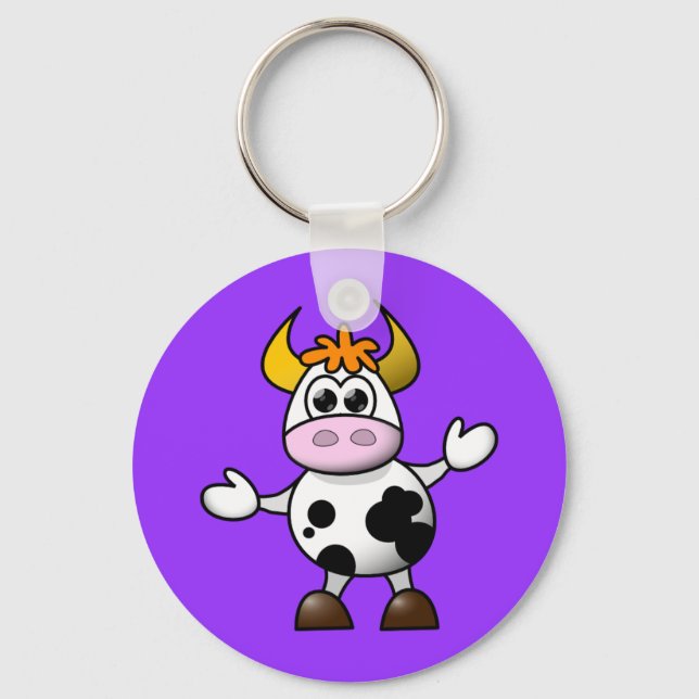 Cute Cartoon Cow Keychain (Front)