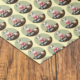 Cute cartoon cow painting Easter eggs pattern Tissue Paper