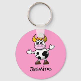 Cute Cartoon Cow Personalized Name Gift Keychain