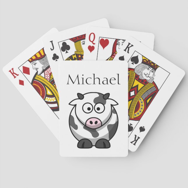 Cute Cartoon Cow Personalized Playing Cards (Back)