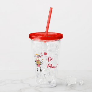 Cute cartoon cow Valentine's Day tumbler