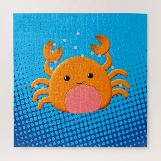 Cute Cartoon Crab Blue Ocean Jigsaw Puzzle (Vertical)