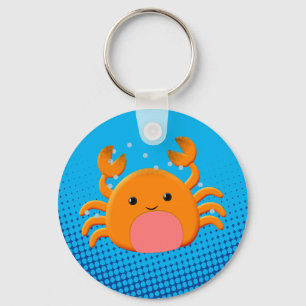 Cute Cartoon Crab Blue Ocean Keychain