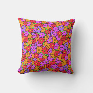 Cute Cartoon Crazy Colour Flowers Throw Pillow