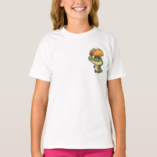 Cute Cartoon Crocodile Balancing Giant Taco T-Shirt
