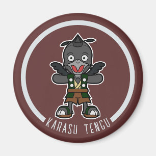 Cute Cartoon Crow Tengu   Japanese Yokai Magnet