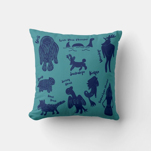 Cute Cartoon Cryptids Cryptozoology Guide Throw Pi Throw Pillow (Front)
