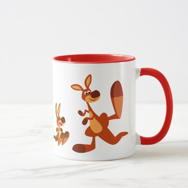 Cute Cartoon Dad Kangaroo and Joey Mug (Right)