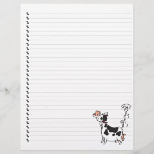 Cute Cartoon Dairy Cow Lined Pet Letterhead