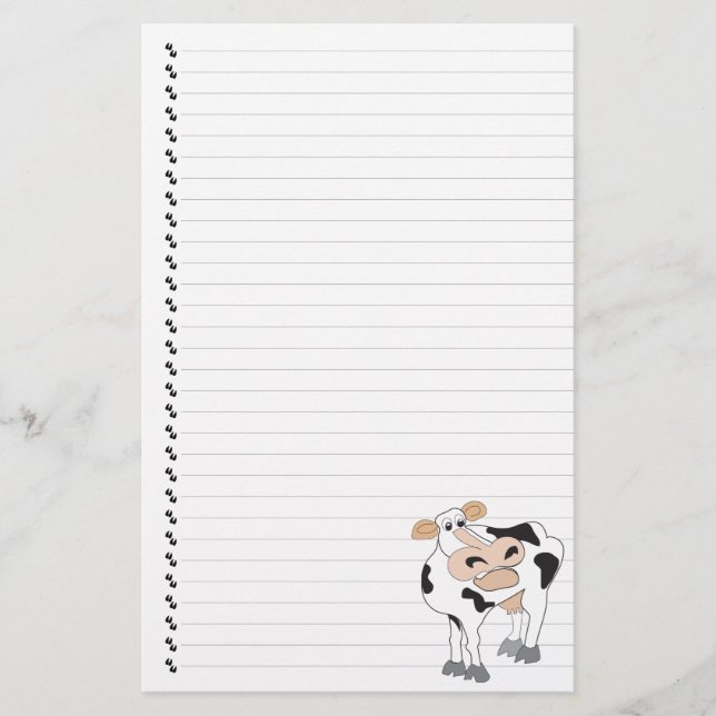 Cute Cartoon Dairy Cow Lined Pet Stationery (Front)