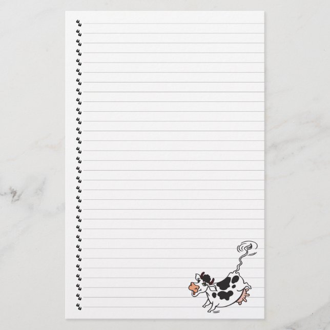 Cute Cartoon Dairy Cow Lined Pet Stationery (Front)