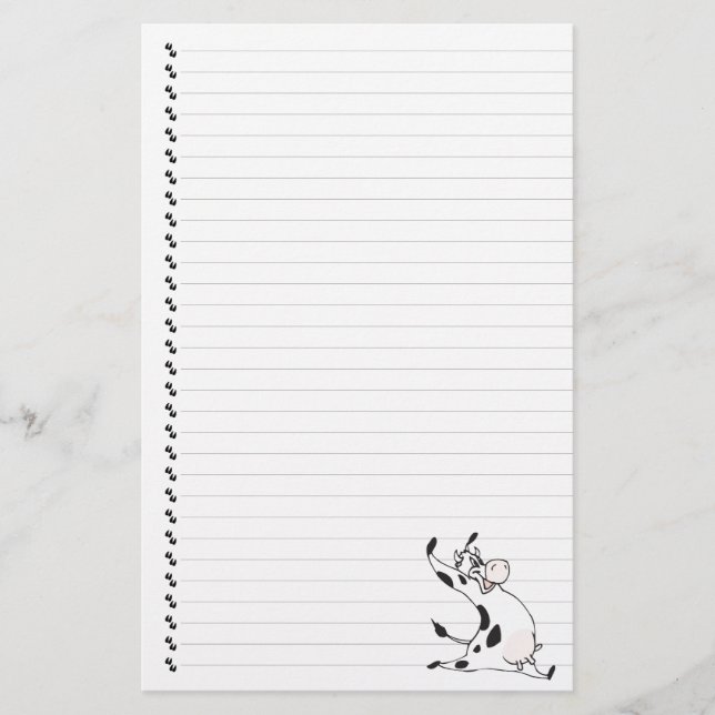 Cute Cartoon Dairy Cow Lined Pet Stationery (Front)