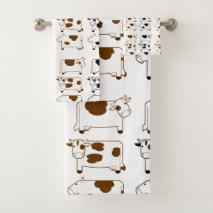 Cute Cartoon Dairy Cows Bath Towel Set