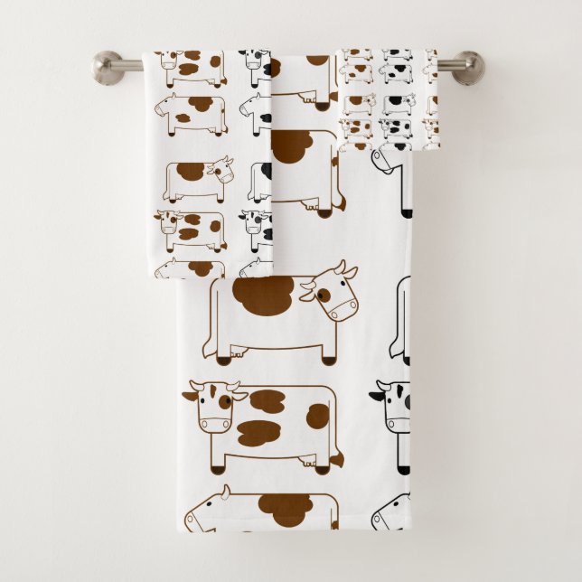 Cute Cartoon Dairy Cows Bath Towel Set (Insitu)