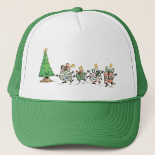 Cute Cartoon Dancing Christmas Presents and Tree Trucker Hat