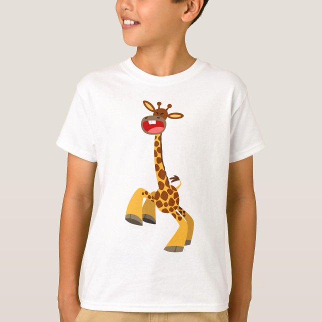 Cute Cartoon Dancing Giraffe Children T-Shirt (Front)