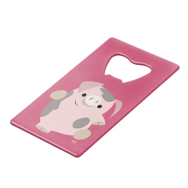 Cute Cartoon Dancing Pig Bottle Opener Wallet Bottle Opener (Front Angled)