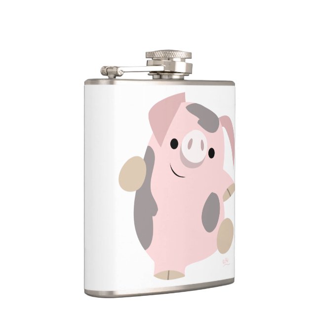 Cute Cartoon Dancing Pig Hip Flask (Right)