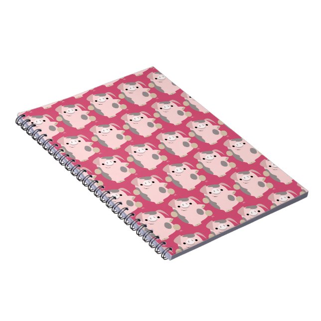 Cute Cartoon Dancing Pig Notebook (Right Side)