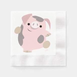 Cute Cartoon Dancing Pig Paper Napkins