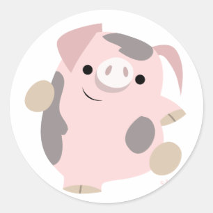 Cute Cartoon Dancing Pig Sticker