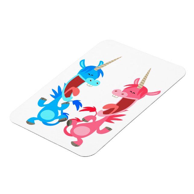 Cute Cartoon Dancing Unicorns Flexible Magnet (Left Side)