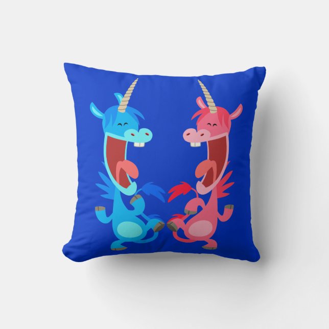 Cute Cartoon Dancing Unicorns Pillow (Front)