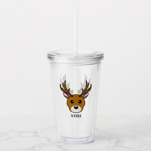 Cute Cartoon Deer Acrylic Tumbler (Front)