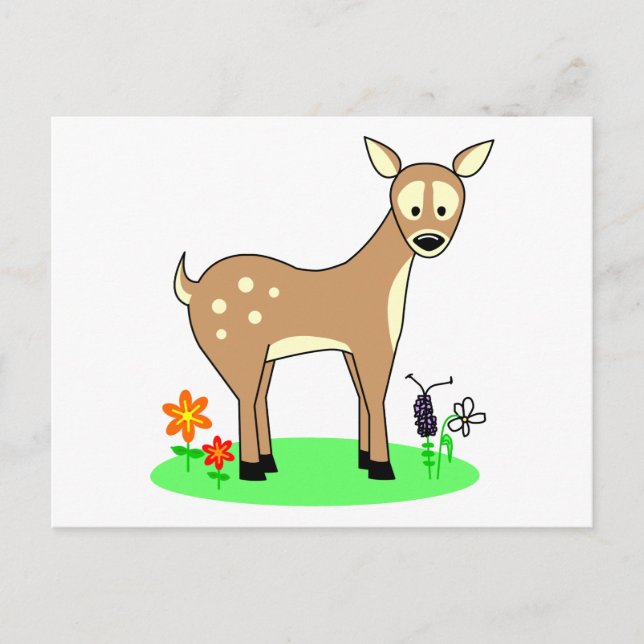 Cute Cartoon Deer Postcard (Front)