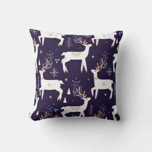 Cute cartoon deer seamless pattern, nursery backgr throw pillow
