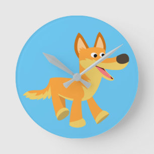 Cute Cartoon Dingo Round Clock
