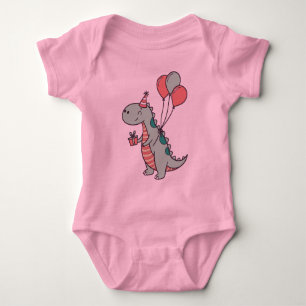 Cute Cartoon Dinosaur Birthday Design Baby Bodysuit