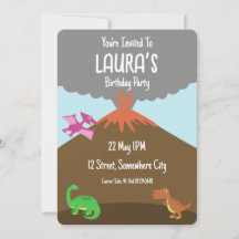 Cute Cartoon Dinosaur Birthday Invitation Card
