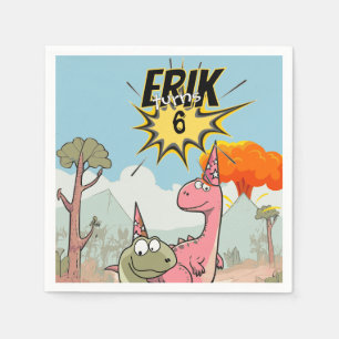 Cute Cartoon Dinosaur Birthday Napkin