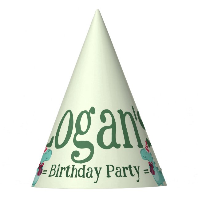 Cute Cartoon Dinosaur Birthday Party Hat (Front)