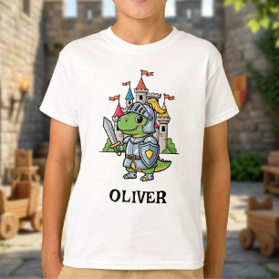 Cute Cartoon Dinosaur Knight in Armour T-Shirt