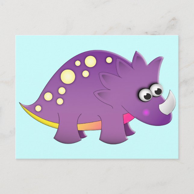 Cute Cartoon Dinosaur Postcard (Front)