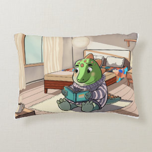 Cute Cartoon Dinosaur Reading Pillow