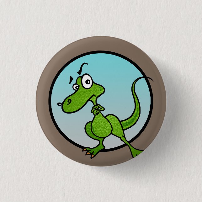 CUTE CARTOON DINOSAUR ROUND BUTTON (Front)