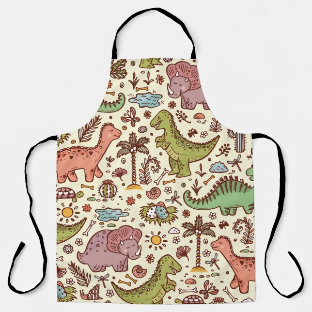 Cute Cartoon Dinosaur Vintage Pattern Apron (Front)