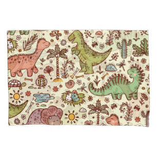 Cute Cartoon Dinosaur Vintage Pattern Pillowcase