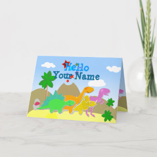 Cute Cartoon Dinosaurs Hello Card
