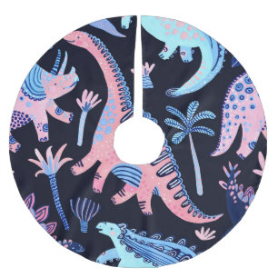 Cute cartoon dinosaurs pattern. brushed polyester tree skirt