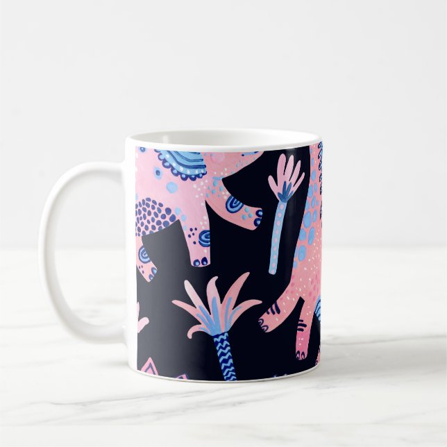Cute cartoon dinosaurs pattern. coffee mug (Left)