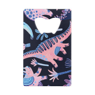 Cute cartoon dinosaurs pattern. credit card bottle opener