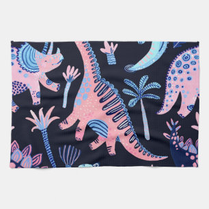 Cute cartoon dinosaurs pattern. kitchen towel