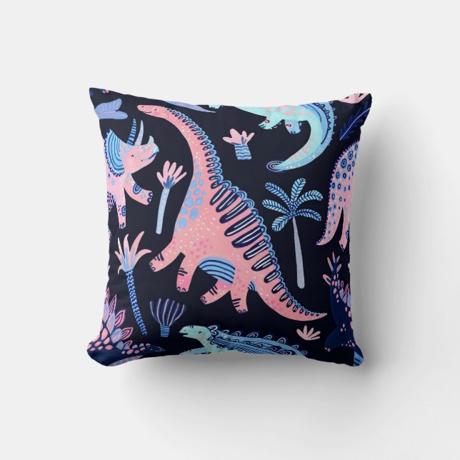 Cute cartoon dinosaurs pattern. throw pillow (Front)