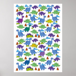 Cute Cartoon Dinosaurs Poster